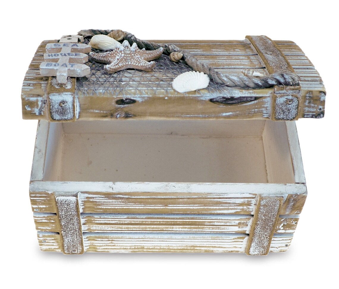 Puzzled Wood Nautical Jewelry Box 6.75 X 3.75 Etsy