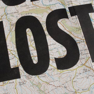 Get Lost Original Linocut Print on OS Map image 4