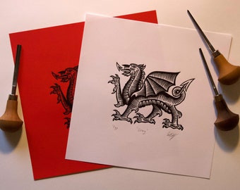 Draig — Limited edition linocut print