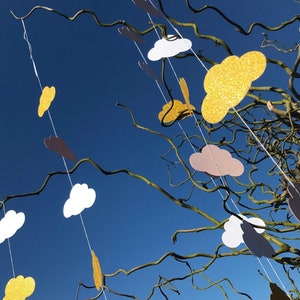 Guirlande de nuages avec des nuages blancs, roses et scintillants, idéale pour une fête, une chambre de bébé, une chambre ou un événement, 4 m de long