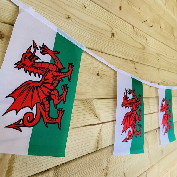 Wales Welsh Flag Bunting - Excellent Quality Polyester Fabric Perfect for any Welsh National, Traditional or Sporting Event 24 Flag 9m/30ft