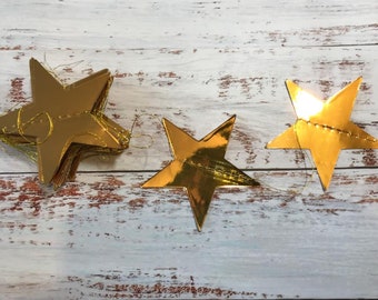 Gold Star Garland - Mirror Effect Shiny Decoration, Christmas, Party, Wedding, Event, Ramadan, Prop, Celebration, Birthday, Room Decor 4m