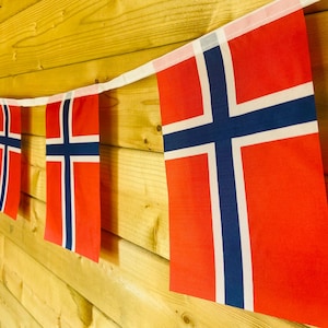Norway Norwegian Flag Bunting -  20 Flag 5.5m, Event Decoration Ideal For Traditional, Royal, National, Sporting & Culteral Themed Events