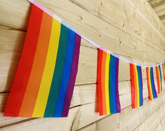 Rainbow Flag Bunting Colourful Room Event & Party Decoration Perfect for Rainbow Themes And Pride Gay LGBTQ Love Celebrate 24 Flag 9m / 30ft