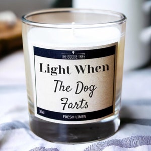 Light When The Dog Farts Scented Candle Free UK Delivery/Gift Box Funny Gift Idea Gifts For Him, Her, Mum, Dad, Boyfriend, Girlfriend image 1