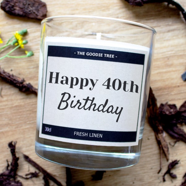 Happy 40th Birthday Scented Candle - Free UK Delivery- Free Gift Box - Birthday Gift Idea