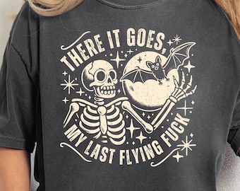 Comfort Colors ® There It Goes, My Last Funny Halloween-shirt, vleermuisshirt, vloekend shirt, My Last Flying Fancy-shirt, vintage Halloween-shirt