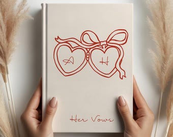 Personalized Wedding Guest Book, Letters to the Bride and Groom, Heart Locket Coquette Bow, Wedding Keepsake, Custom Locket Memory Journal