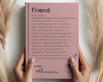 Personalized Bestfriend Journal, Custom Name Friendship Book, Birth flower BFF Notebook, Long Distance Birthday Christmas Diary Gift for Her