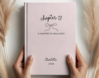 Personalized 13th Birthday Gift, 13 Birthday Journal, Custom Coquette Bow Birth Flower Notebook, Chapter 13 Hardcover Journal For Daughter