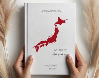 Personalised Japan Travel Journal for Her Him, Hardcover Book Travel Gift for Couples, Gap Year Adventure Journal, Japan Travel Notes Gifts