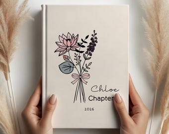 Personalized 13th Birthday Gift, 13 Birthday Journal, Custom Coquette Bow Birth Flower Notebook, Chapter 13 Hardcover Journal For Daughter