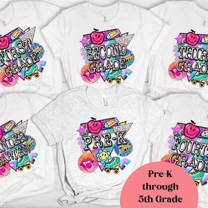 Pre-K bis 5.Klasse Shirts, Zurück in der Schule Shirt, Erster Schultag, 90er Jahre Themenschule, 3.Grad Schulshirt für Mädchen, Unisex Shirt