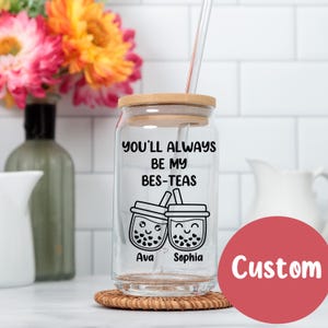 Best-tea gift, custom bestie 16oz glass can, personalized best friend gift, friendship mug, Bestie bday Gift, Best Friend Iced Coffee Cup