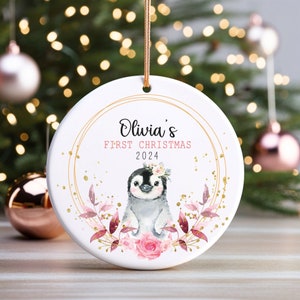 Baby First Christmas Ornament, Custom Baby Gift, Stocking Stuffer, Gift for New Baby, 2024 Christmas Ornament, Baby Girl First Christmas