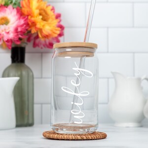 Custom Bride Iced Coffee Cup, Mrs Glass Cup with Lid Straw, Bride Glass Can, Engagement Gift, Bridal Shower Gift, Bride to Be New Bride Gift
