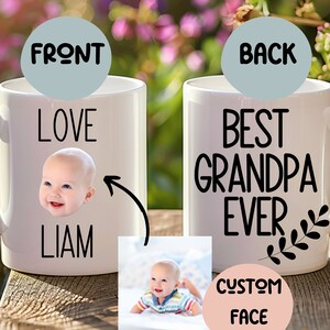 Bester Opa Ever Mug, Individuelle Tasse Babygesicht, personalisiert mit Foto von Kindern, personalisierte Kaffeetasse, Geschenk für Opa Geschenk für Oma