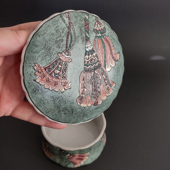 Vintage oriental collectible porcelain lidded tri… - image 3
