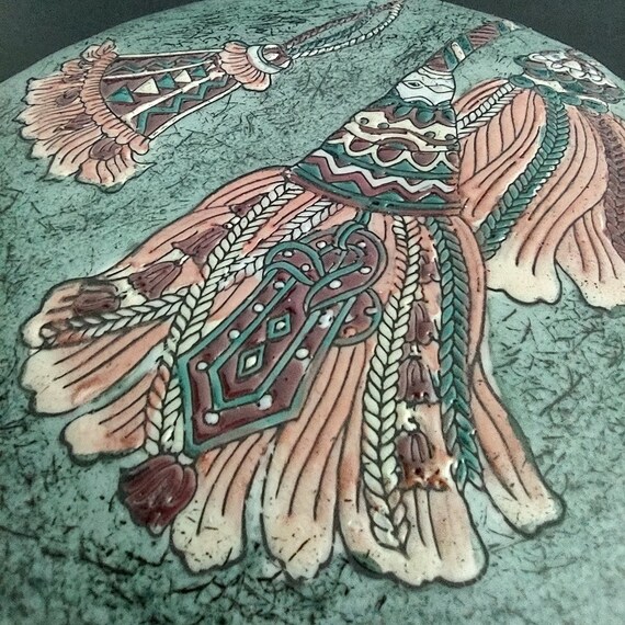Vintage oriental collectible porcelain lidded tri… - image 5