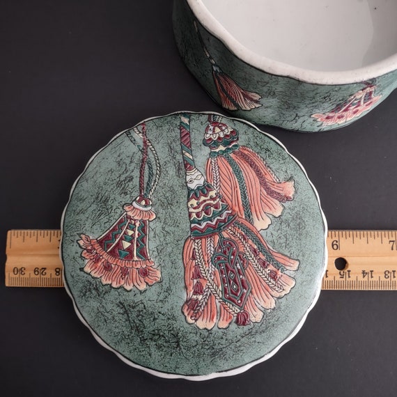 Vintage oriental collectible porcelain lidded tri… - image 6