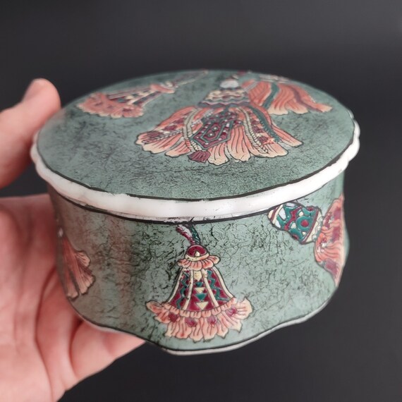 Vintage oriental collectible porcelain lidded tri… - image 1