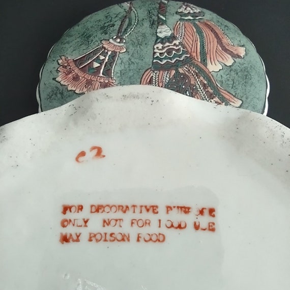 Vintage oriental collectible porcelain lidded tri… - image 4