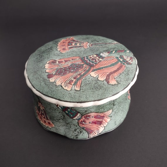 Vintage oriental collectible porcelain lidded tri… - image 2