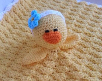 Duck Lovey, Handmade Duck, Crochet Amigurumi, Baby Shower Gift, Stuffed Duck, Easter Lovey, Easter Duck, Handmade Lovey