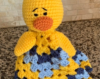 Duck Lovey, Handmade Duck, Crochet Amigurumi, Baby Shower Gift, Stuffed Duck, Easter Lovey, Easter Duck, Handmade Lovey