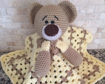 Teddy Bear Lovey, Amigurumi Teddy Bear Plushie, Bear Baby Shower Gift, Stuffed Bear Gift