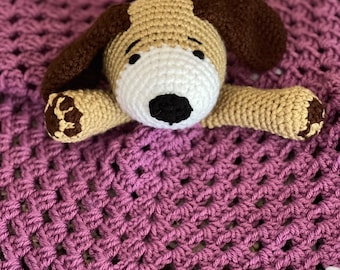 Orchid Puppy Lovey, Orchid Dog Lovey, Handmade Baby Shower Gift, Crochet Baby Lovey, Orchid  Puppy Amigurumi, Puppy Snuggler, Stuffed Dog