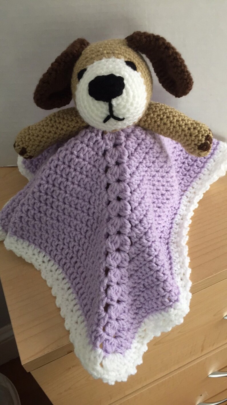 Crochet Doggy Puppy Lovey Security Travel Blanket Wubby Etsy