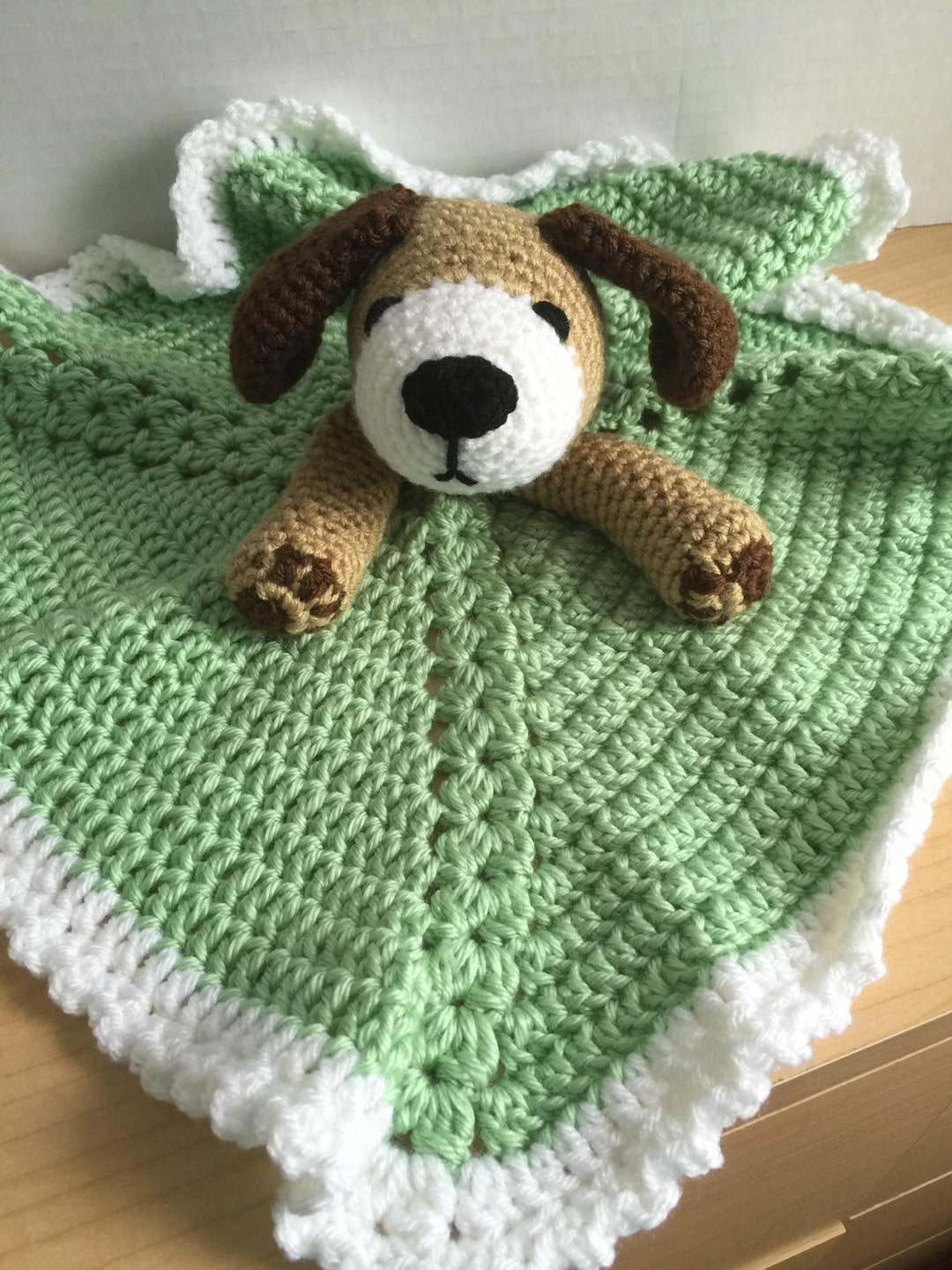 Dog Lovey, Puppy Lovey, Green Baby Shower Gift, Handmade Puppy Lovey
