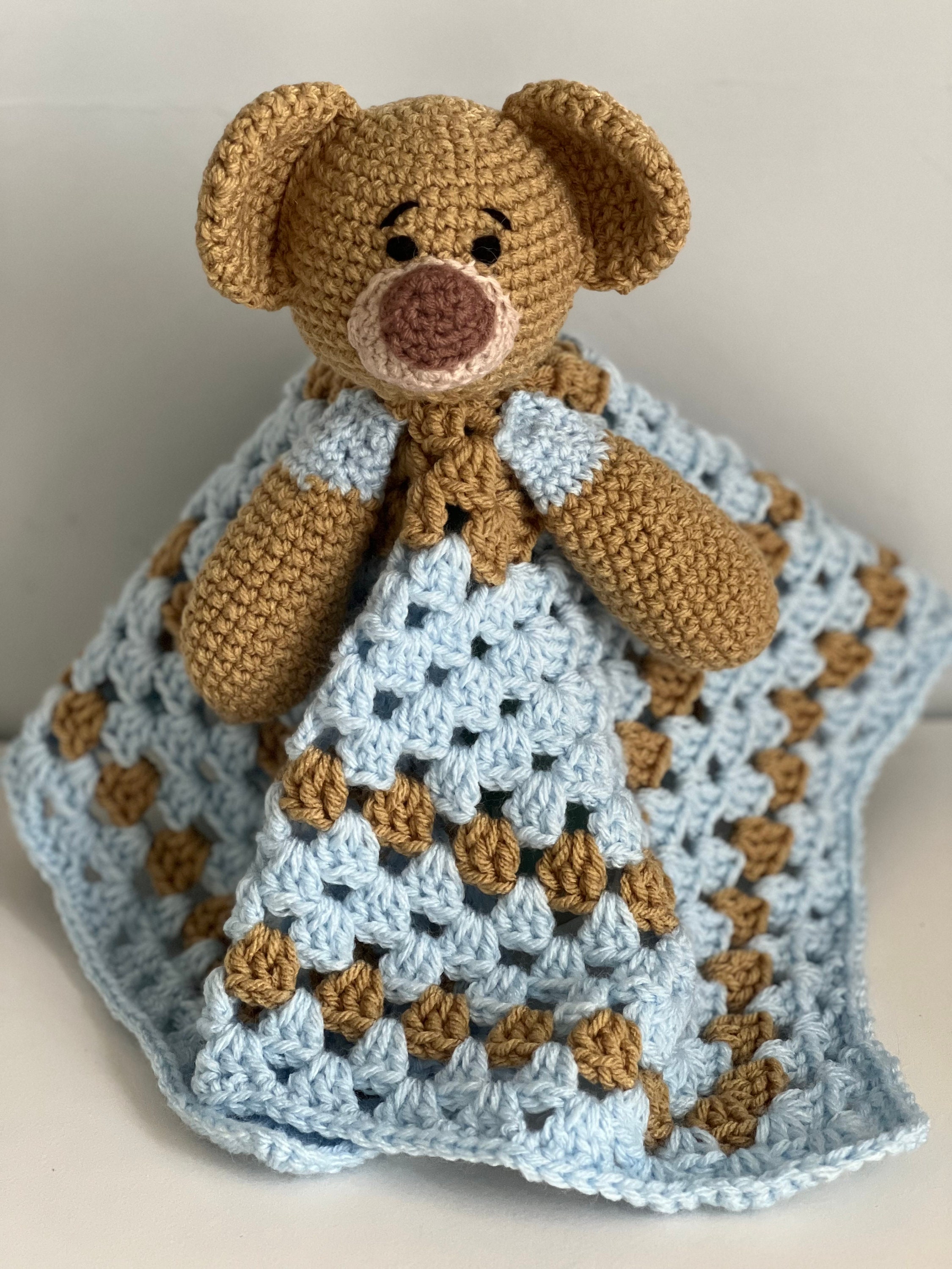Teddy Bear Lovey, Crochet Baby Shower Gift, Handmade Bear Lovey ...