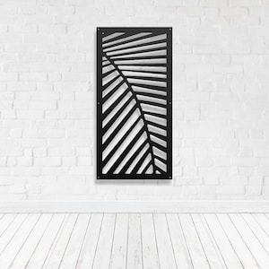 Metal Privacy Screen, Decorative Panel, Outdoor Garden Yard, Art - Palm Leaf 1