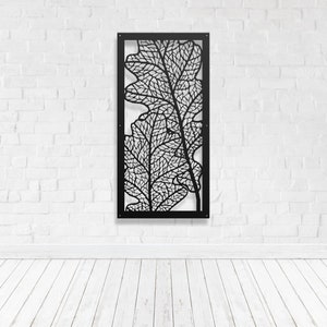 Metal Privacy Screen, Decorative Panel, Outdoor Garden , Fence, Art - Oak Leaf Vein