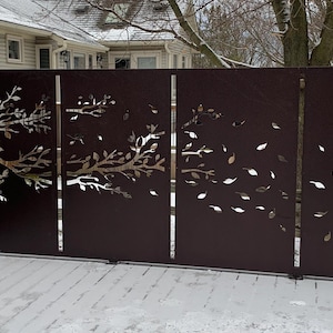 Windy Tree Metal Privacy Panel Set of 4 | Decorative Aluminum Garden ...