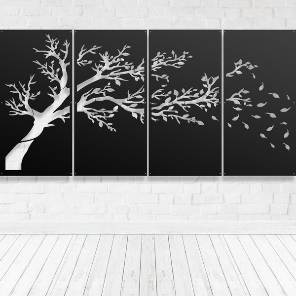 Windy Tree Metal Privacy Panel Set of 4 | Decorative Aluminum Garden Panels