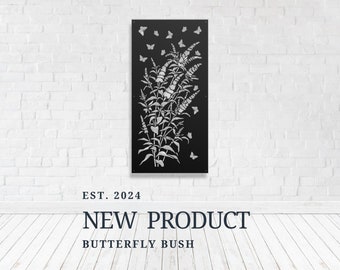 Flower Butterfly Decorative Panel Metal Outdoor Garden Privacy Screen Yard Art - Butterfly Bush