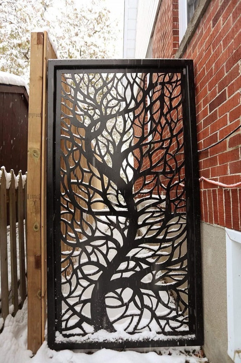 Metal Privacy Screen Decorative Panel Outdoor Garden Fence