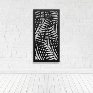 Privacy Screen Metal Garden Home Art Fence Decor Trellis Room Divider Gate - Palm Leaf 2