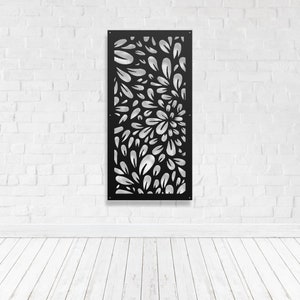 Metal Privacy Screen, Decorative Panel , Outdoor, Garden Fence,  Art - Flowerburst2