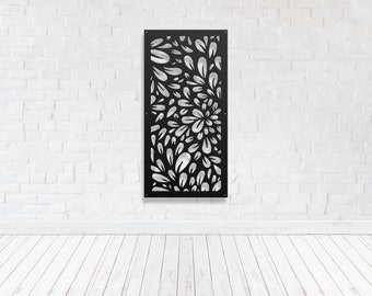 Metal Privacy Screen, Decorative Panel , Outdoor, Garden Fence,  Art - Flowerburst2