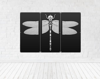 Set di 3 pannelli decorativi in alluminio per la privacy con ali di libellula