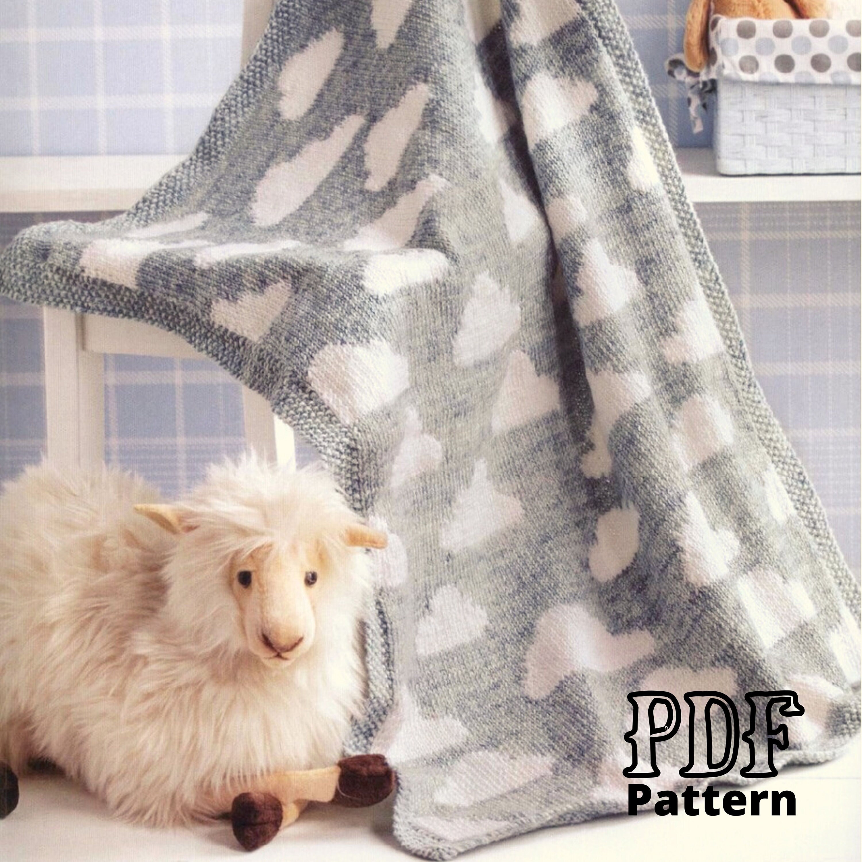 Blanket with Clouds Pattern PDF Knitted Baby Blanket Baby Etsy