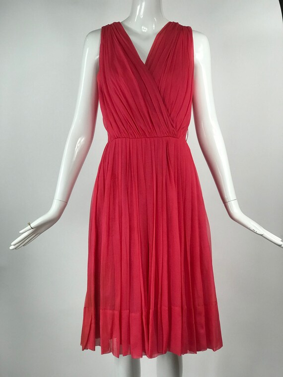 Vintage 1950s Rockabilly Pin Up Pink Chiffon Cockt