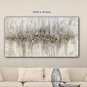 Grande peinture abstraite sur toile beige doré sur murs