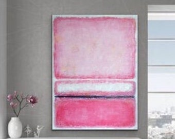 Large pink abstract painting on stretched canvas abstract wall art