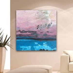 Original pink blue Abstract Painting Large Wall Art on Canvas Contemporary Art by Sonja Alfreider