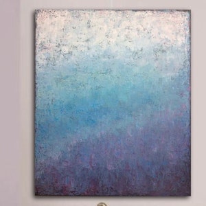 Extra Large Abstract Painting blue purple Wall Art Original Abstract Texture Painting on Canvas Large Modern Wall Art